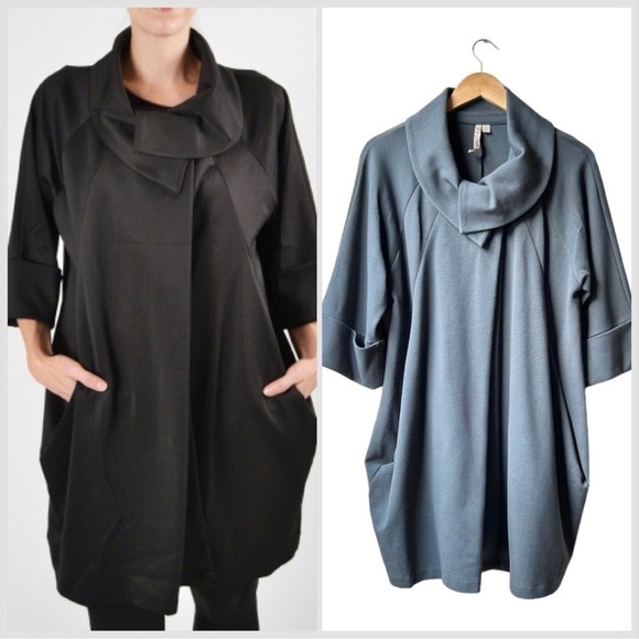 COMFY USA $155 Shawl Collar Draped Pleated Stretch Cuffed Jacket Top Green Sz XS - Picture 1 of 14